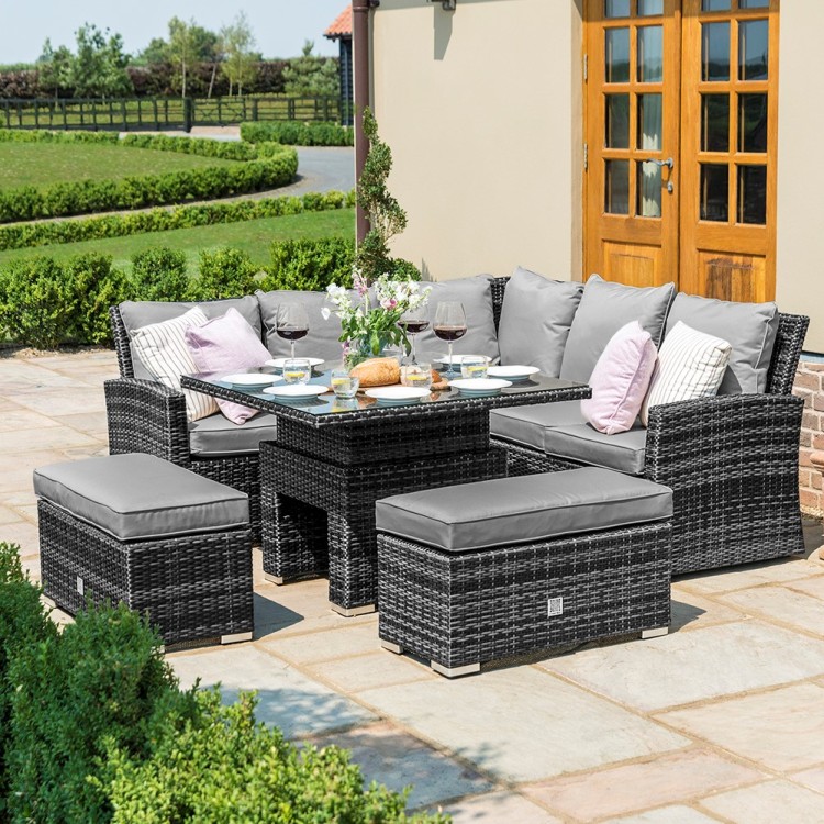 Corner garden furniture with deals rising table